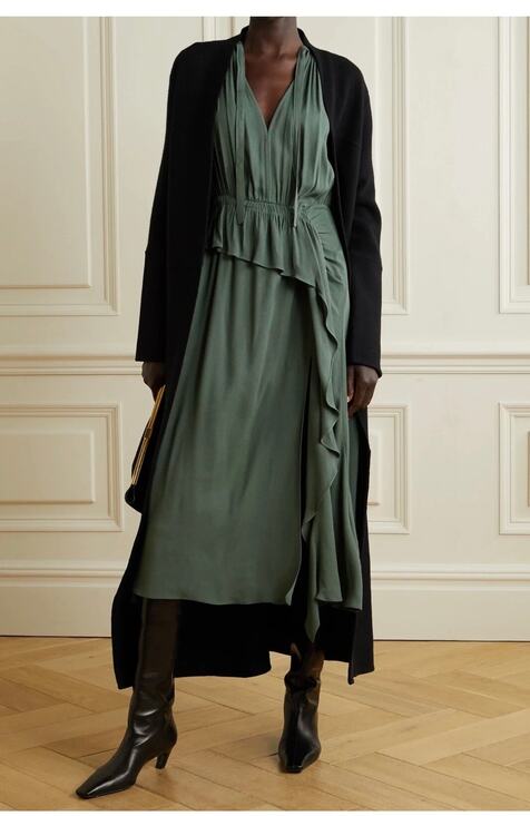 Ulla Johnson Dresses & Skirts - ULLA JOHNSON Leah Draped Ruffled Crepe Midi Dress - Size 6